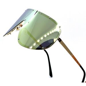 Oversized Shield Sunglasses Futuristic Visor Mirrored Lens Rivet Gold Polarized